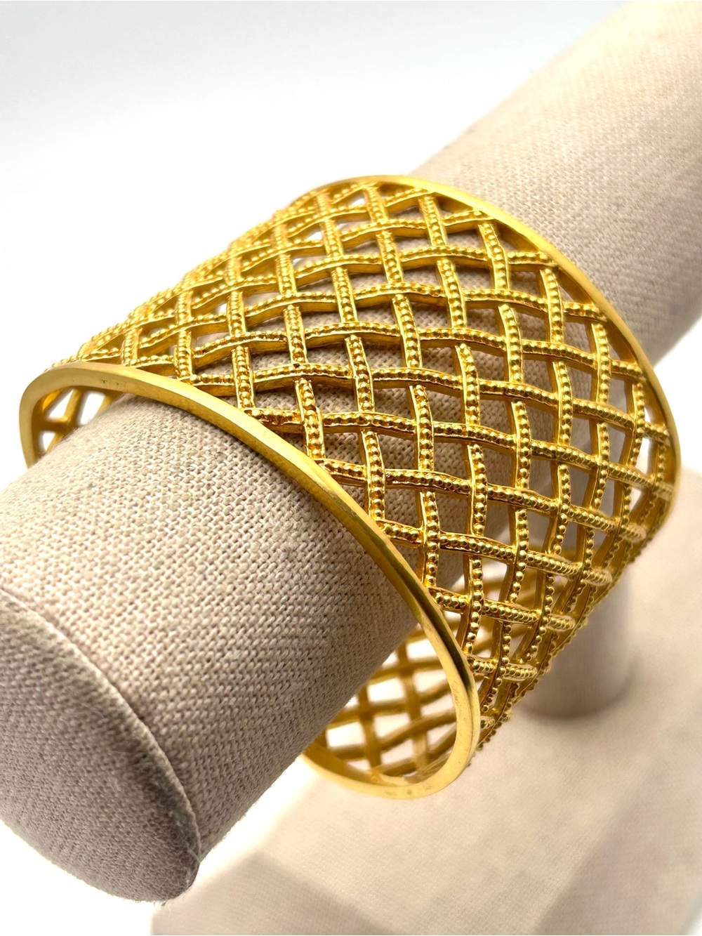 Julie Vos Gold Basketweave Cuff Bracelet 24K Plated